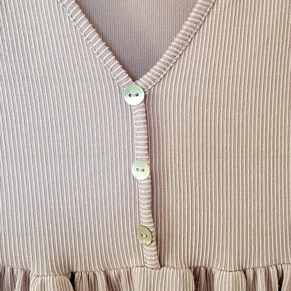 See You Monday Lavender Ribbed V-Neck Dress - Size Large - Picture 3 of 7
